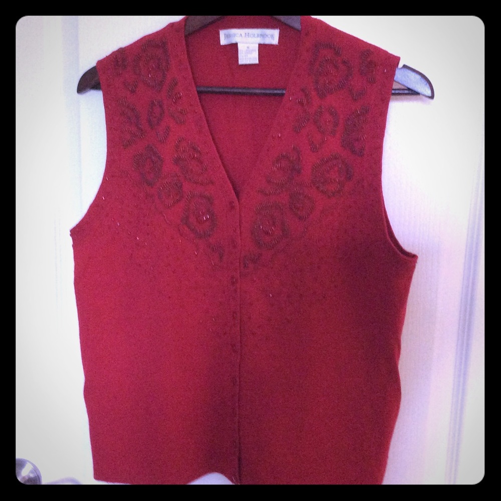 Lambswool Beaded  Sweater Vest